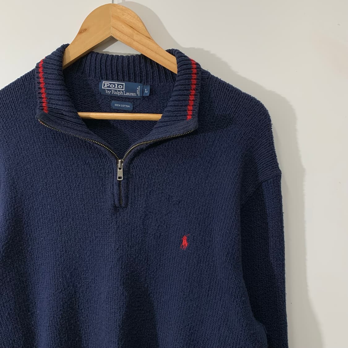 폴로 네이비 코튼 반집업 니트   상품이미지2