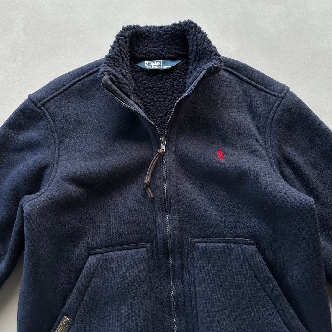 [M]폴로 랄프로렌 엘보 패치 플리스 쉐르파 자켓 navy 상품이미지4