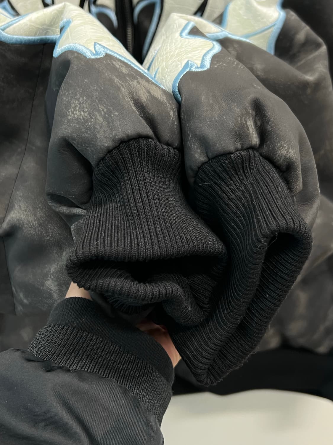 Reakinsse 오버핏 타이다이 레더 스트릿 푸퍼 패딩 자켓  상품이미지4