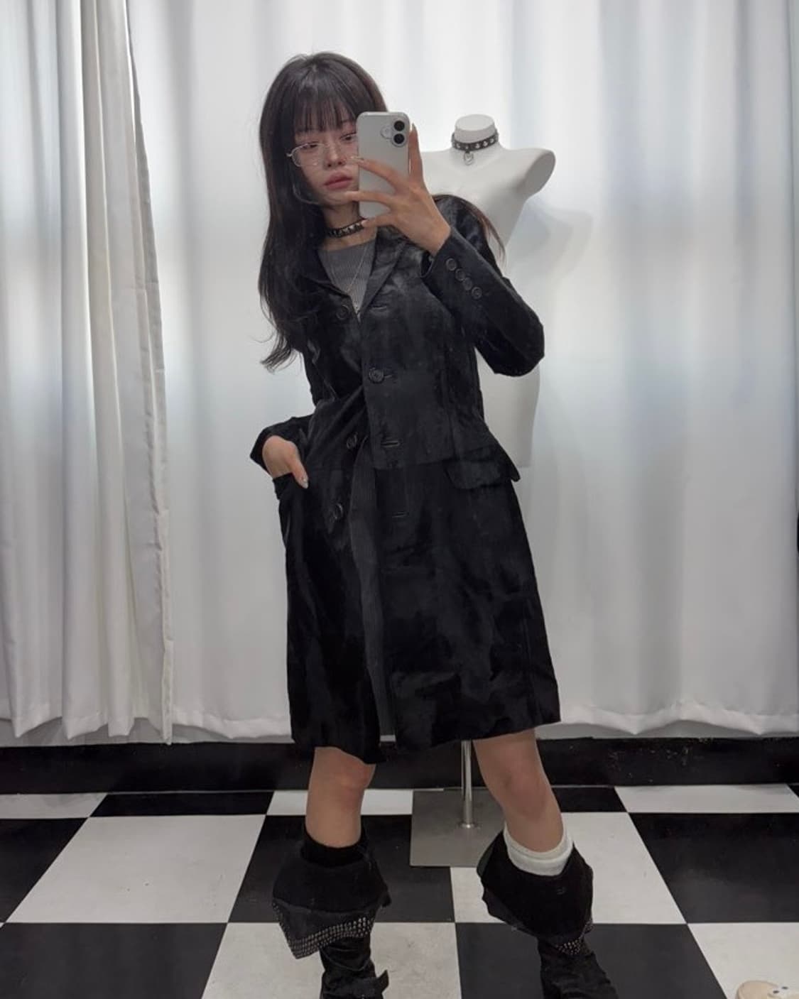 🎸블랙 캐프스킨 털 코트🎸 상품이미지2