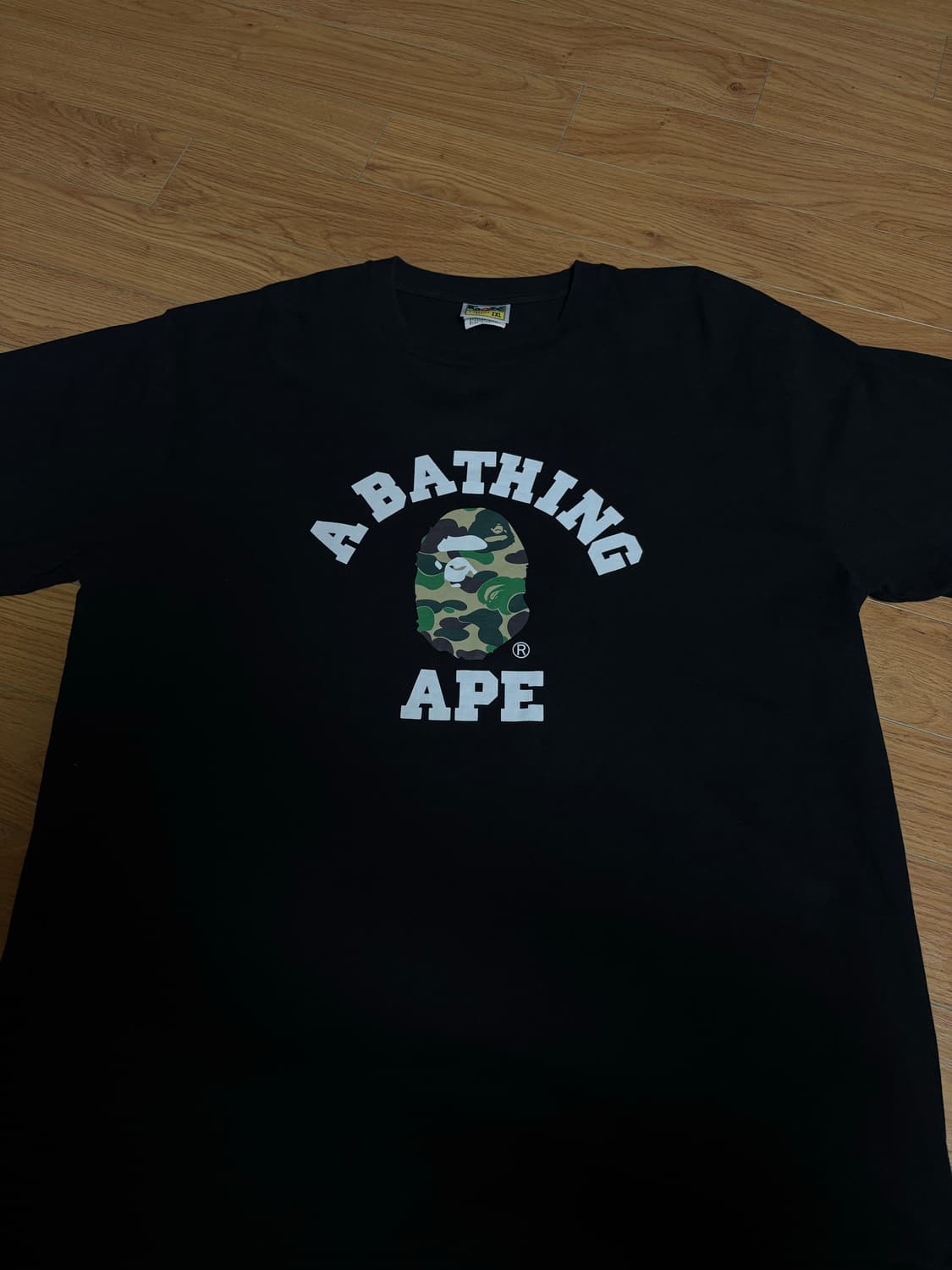 베이프 ABC 카모 컬리지 티셔츠 블랙 그린 2XL 상품이미지2