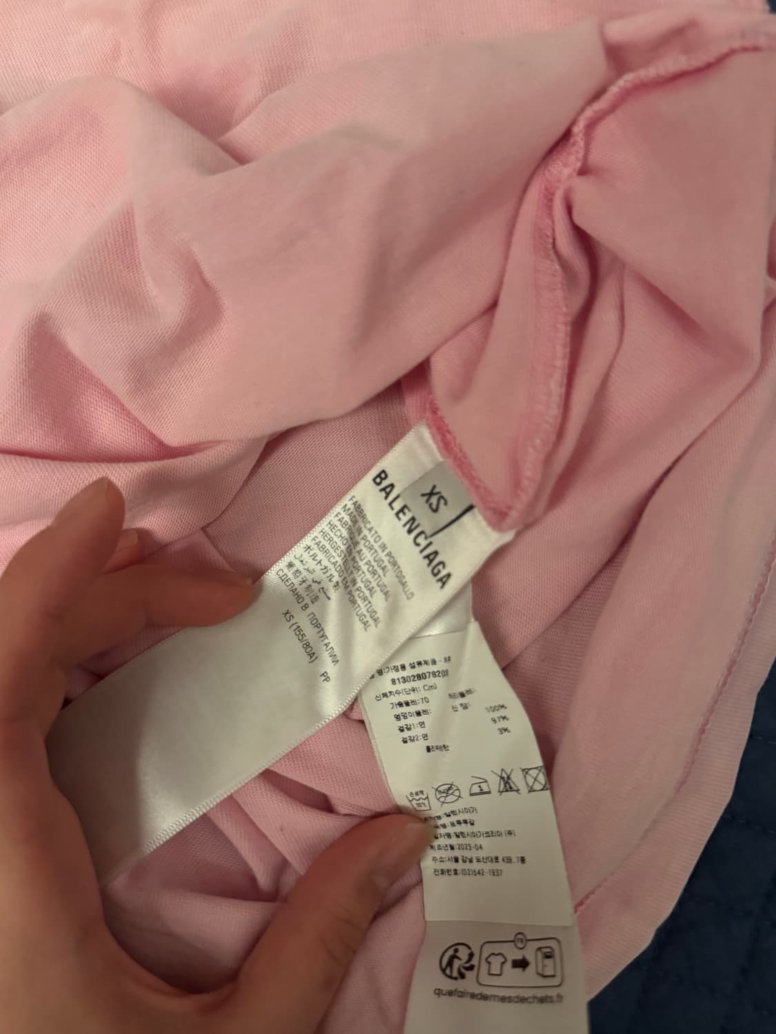 발렌시아가 핸드 드로우 로고 반팔 핑크 xs 상품이미지4