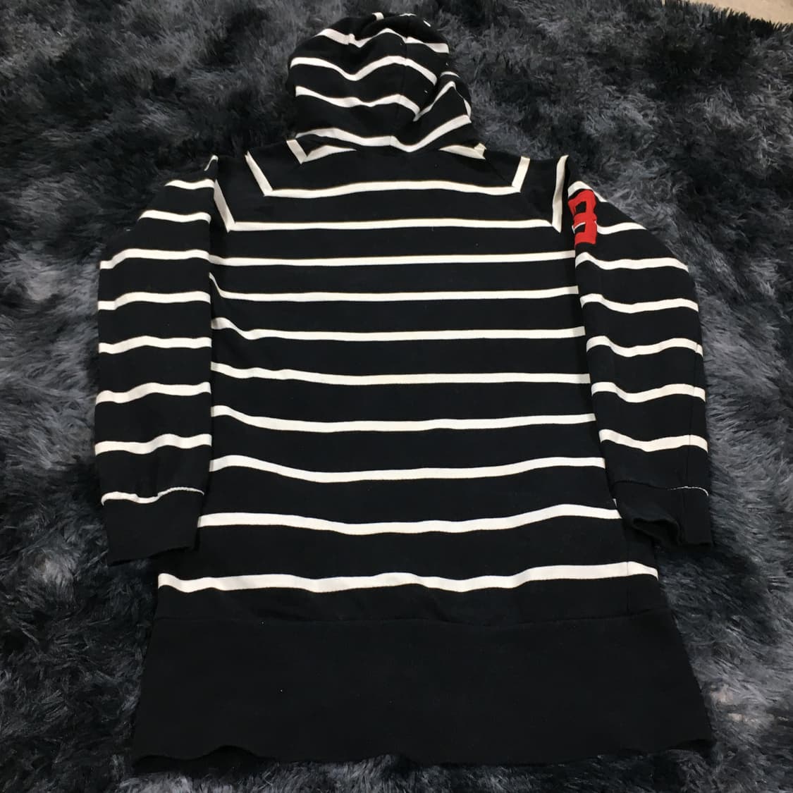 투티/0313 폴로 후드 긴팔 티셔츠 스트라이프 원피스 스포티 상품이미지5