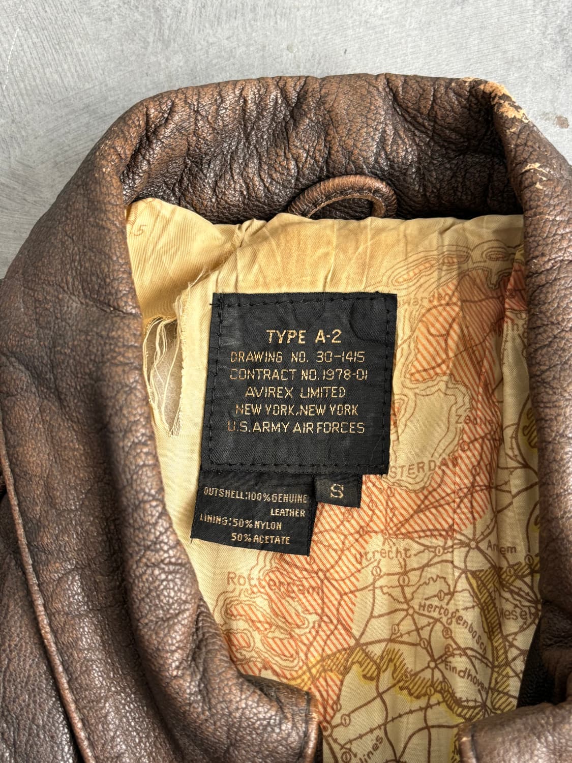 Avirex 아비렉스 80s A-2 브라운 레더 자켓 상품이미지4