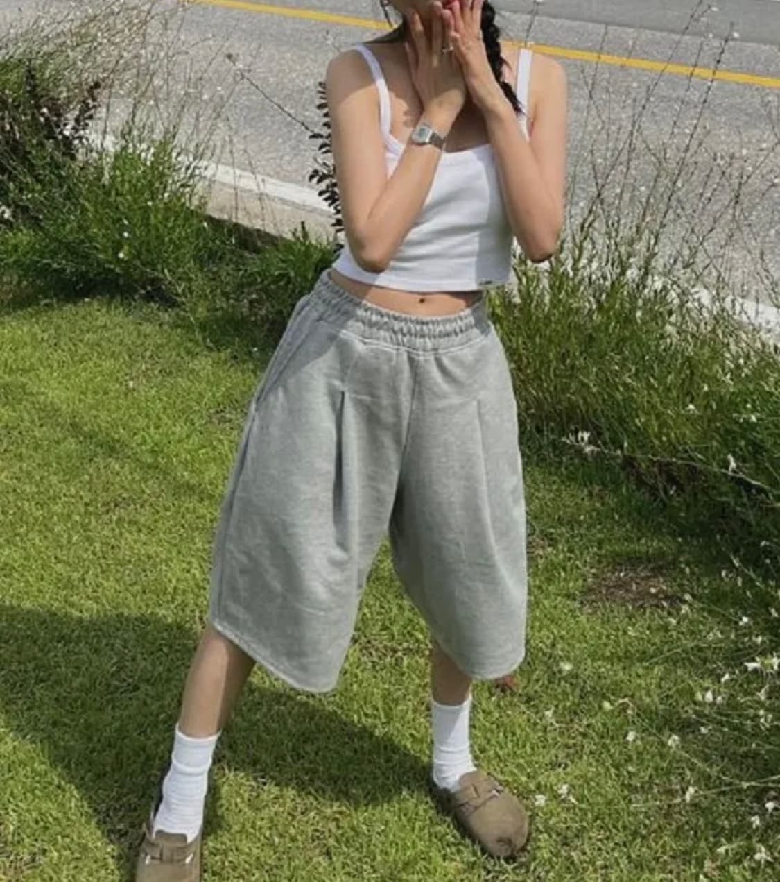 제로 딥원턱 스웻쇼츠 버뮤다팬츠 그레이 상품이미지3