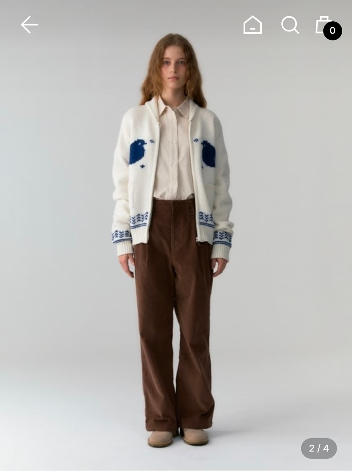 새상품) 드파운드 헤비 자카드 집업 니트 파랑새 가디건 카리나 착용 상품이미지1