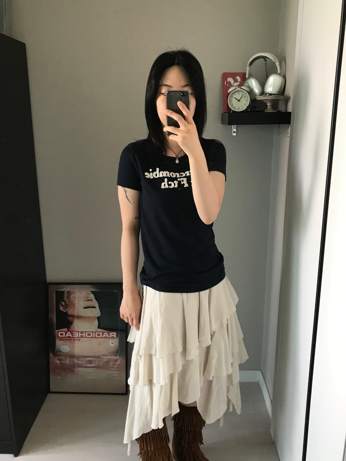 아베크롬비 자수로고 블랙 반팔티 상품이미지4