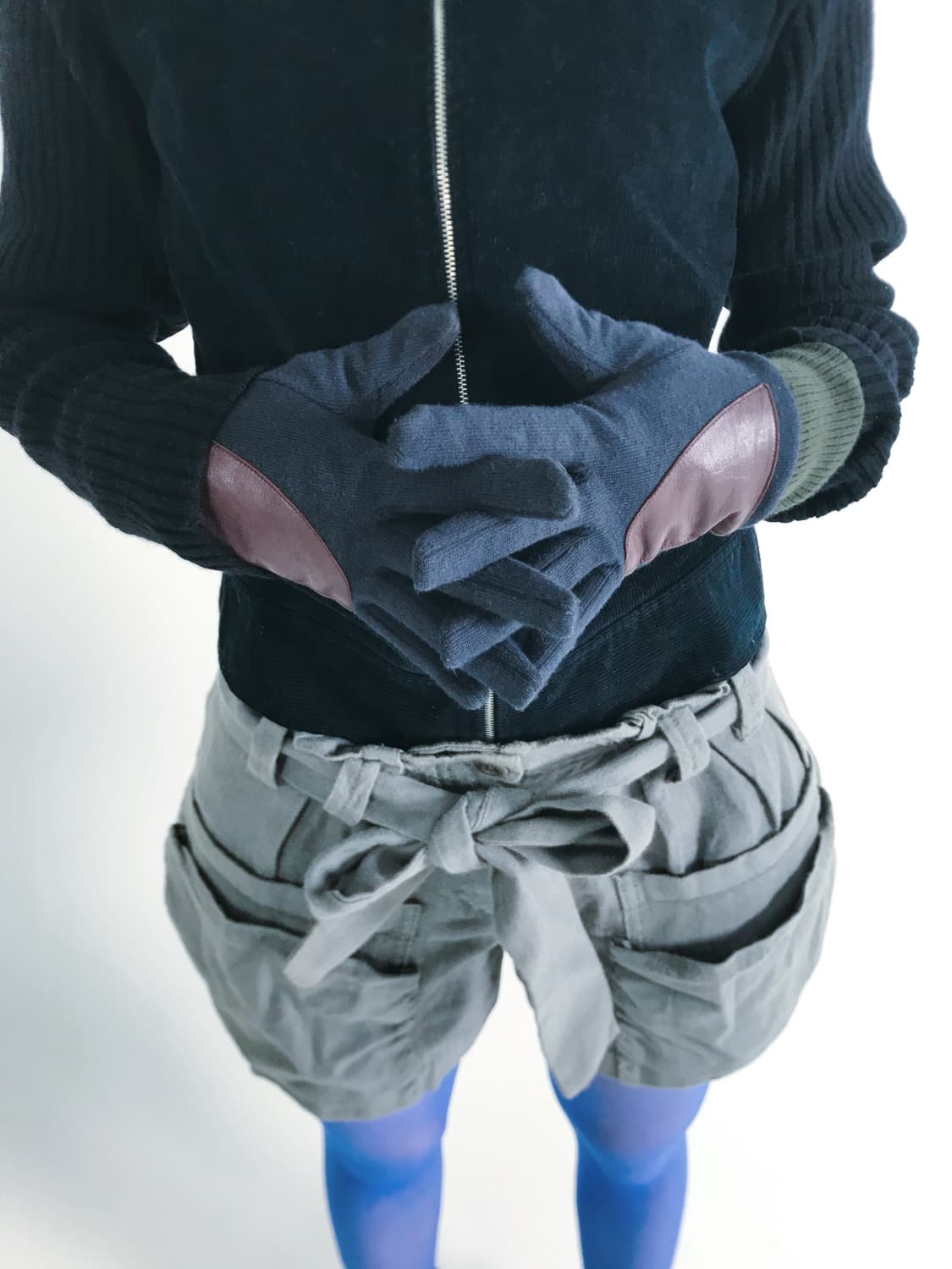 Navy&Green mix block leather glove 상품이미지1