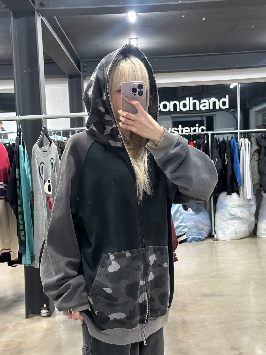 베이프 OG 다크그레이 카모 풀집업 후드집업 상품이미지1