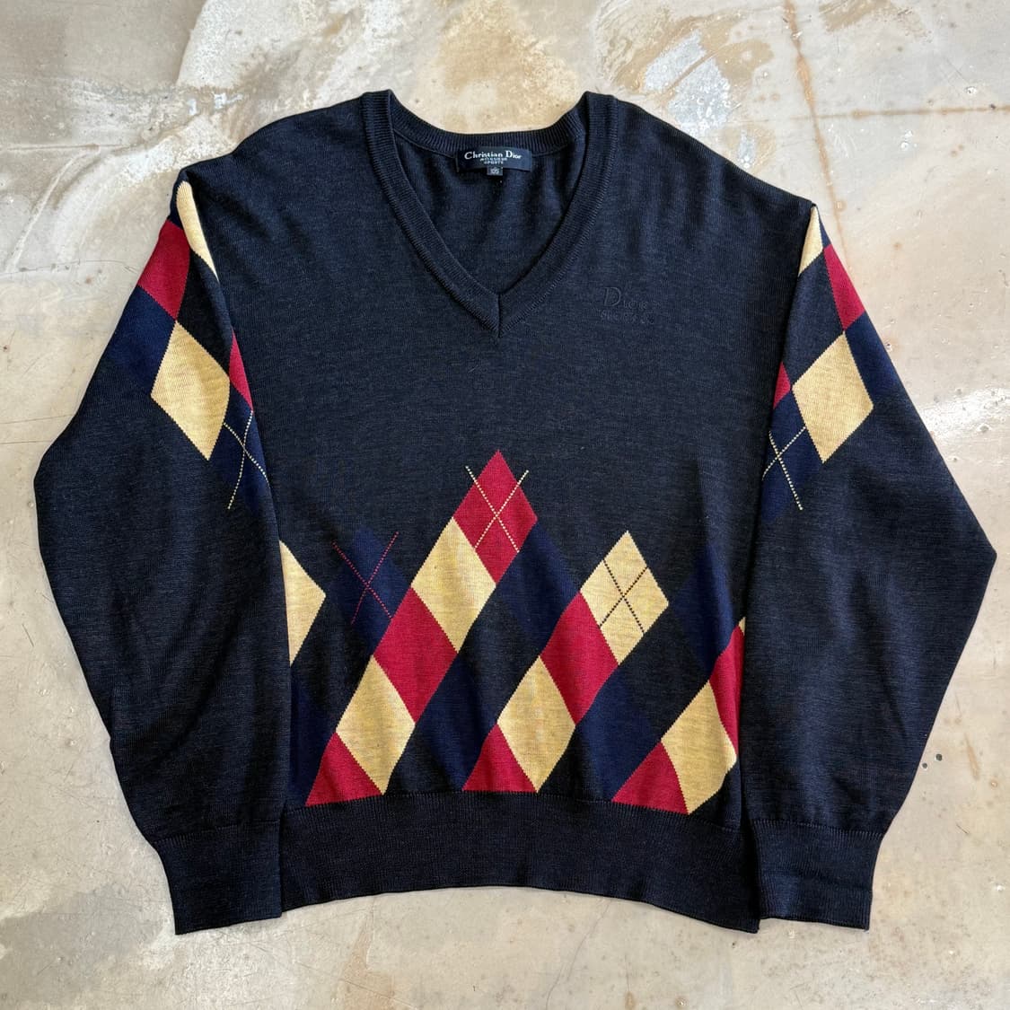105 크리스찬 디올 아가일 패턴 블랙 브이넥 니트 상품이미지2