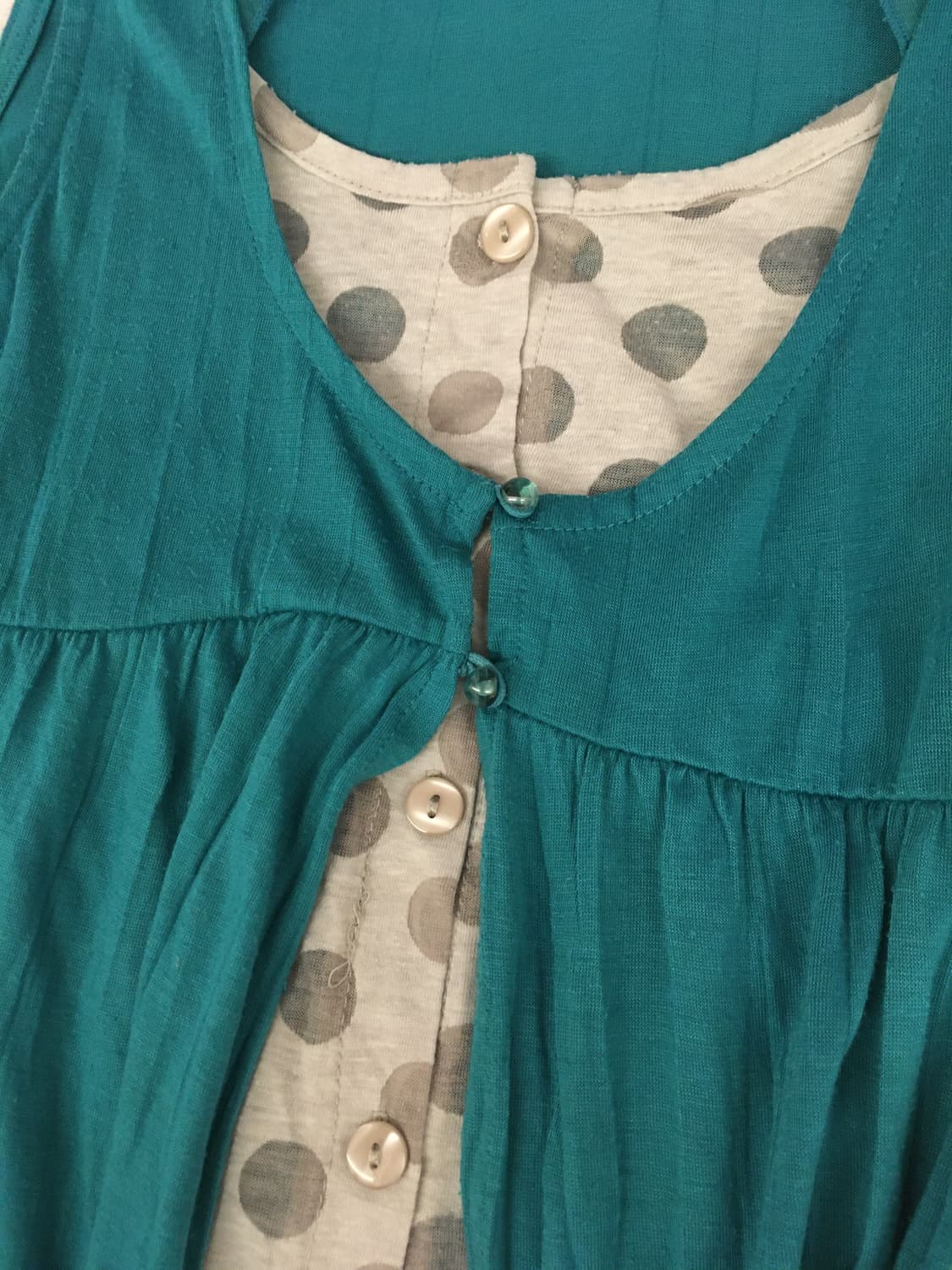 여름 청록 도트 모리걸 레이어드 민소매 단추 탑 헤이세이 상품이미지4