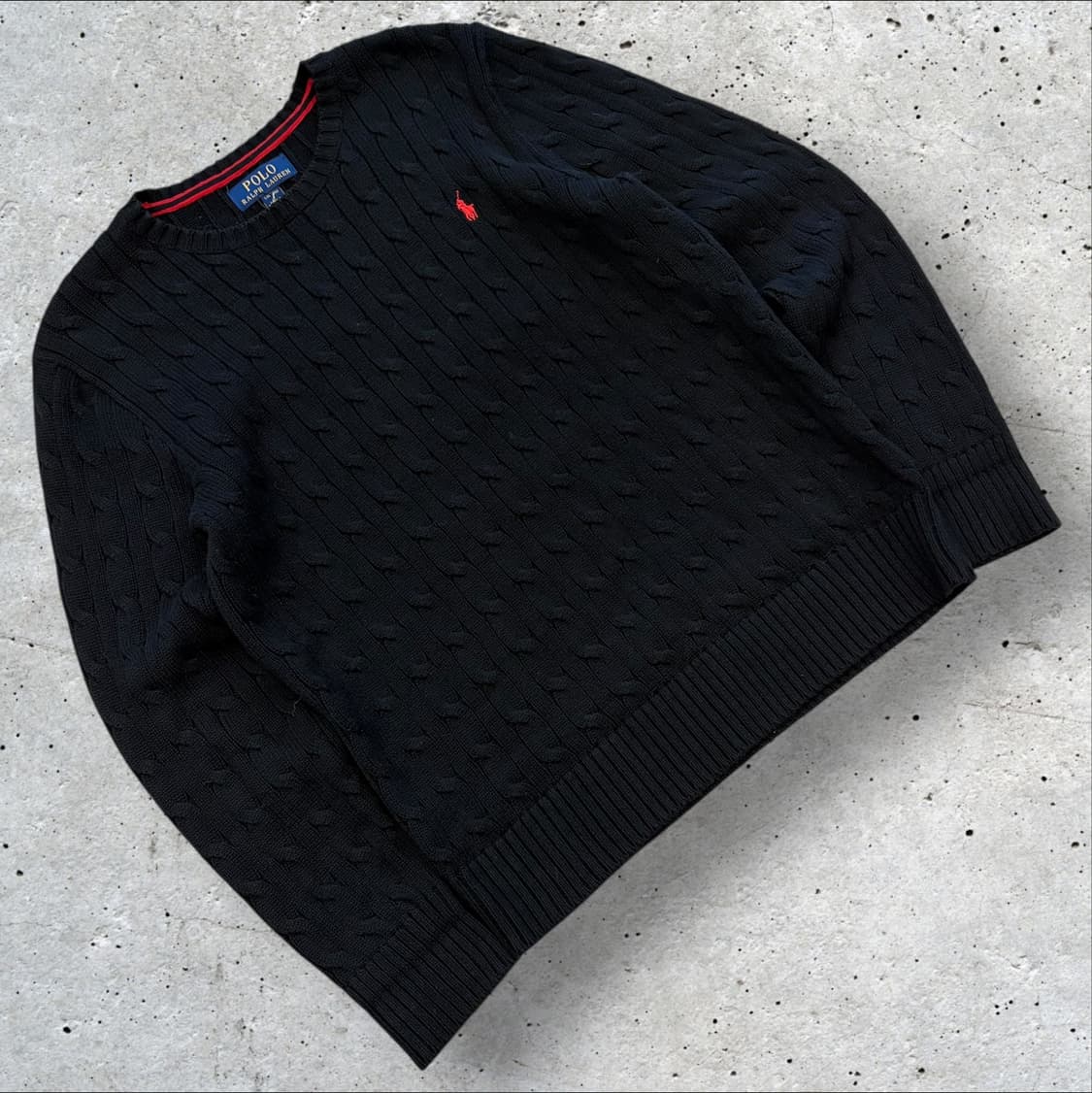 [L] 폴로 랄프로렌 신형 큐알 블랙 케이블 니트 스웨터 B911 상품이미지1