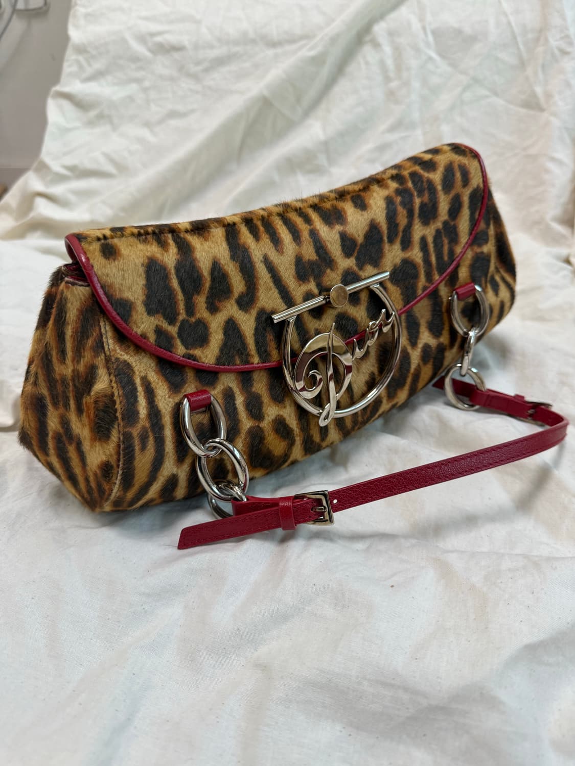 Rare] 디올 정품 호피 송치 가방 스칸디백. 갸루 상품이미지5