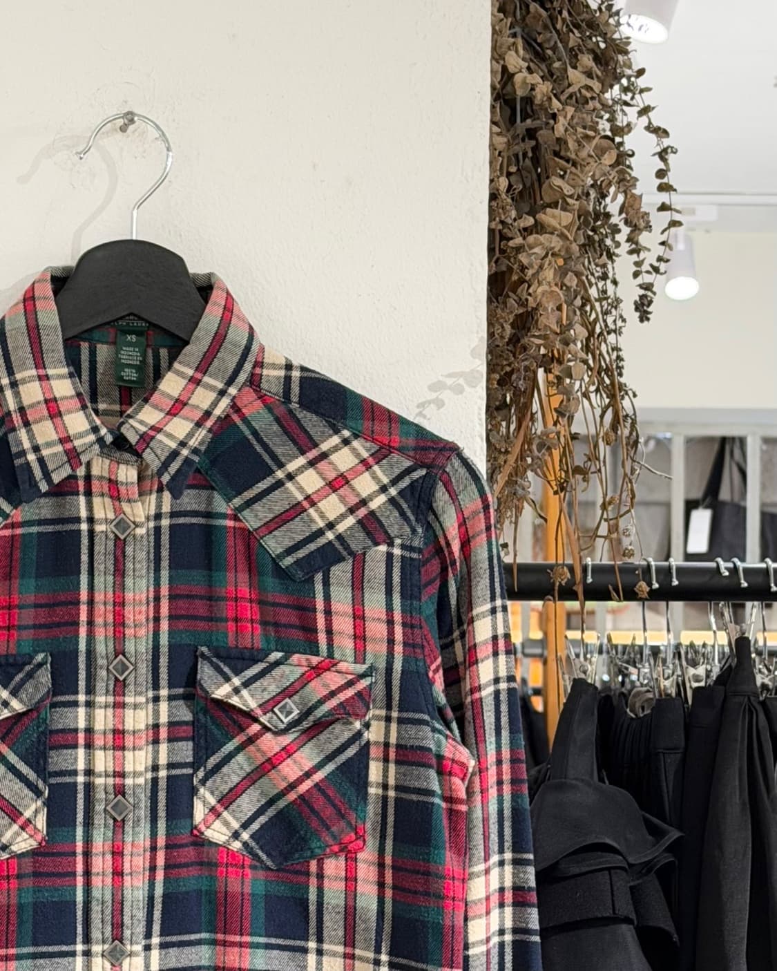 랄프로렌 네이비 타탄 스냅 버튼 롱슬리브 셔츠 상품이미지3