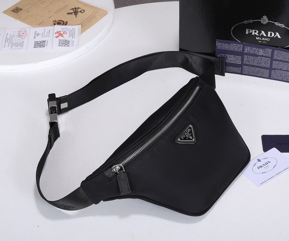 프라다 리나일론 사피아노 레더 벨트백 블랙 상품이미지3