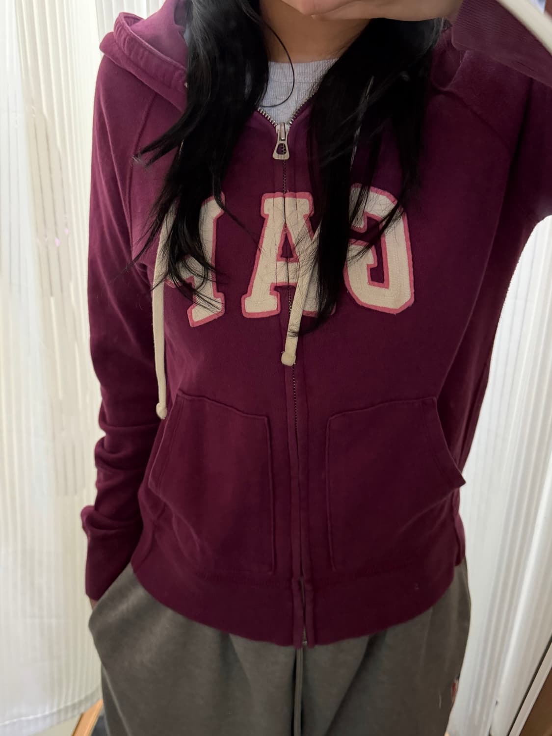 갭 버건디 후드집업 xs 상품이미지1