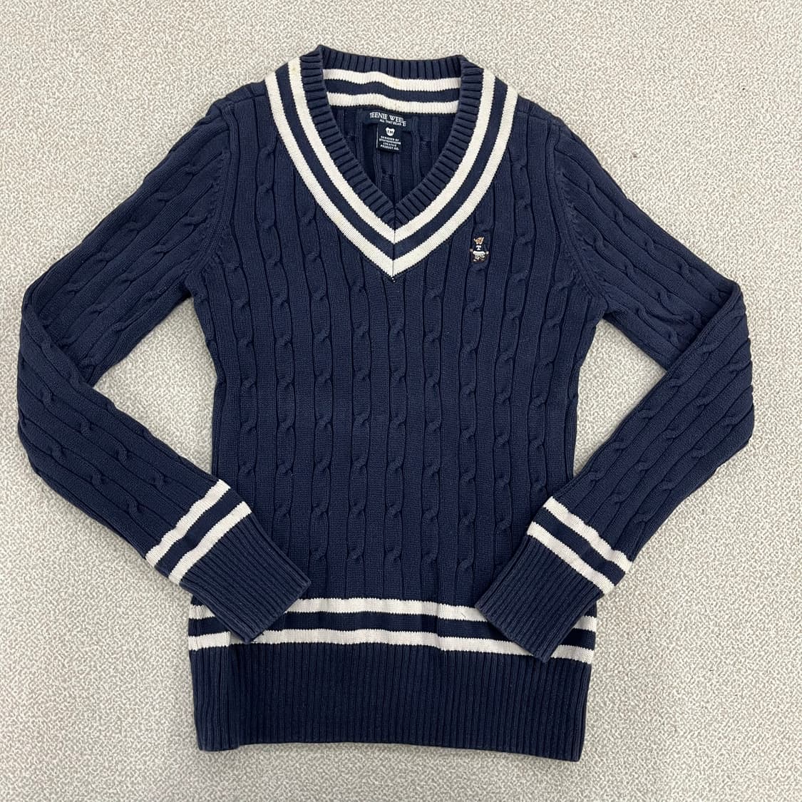 FM 티니위니 브이넥 케이블 니트 0127M2 상품이미지1