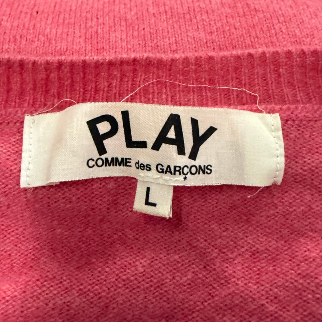 꼼데가르송 핑크 더블 하트 로고 니트 가디건 상품이미지5