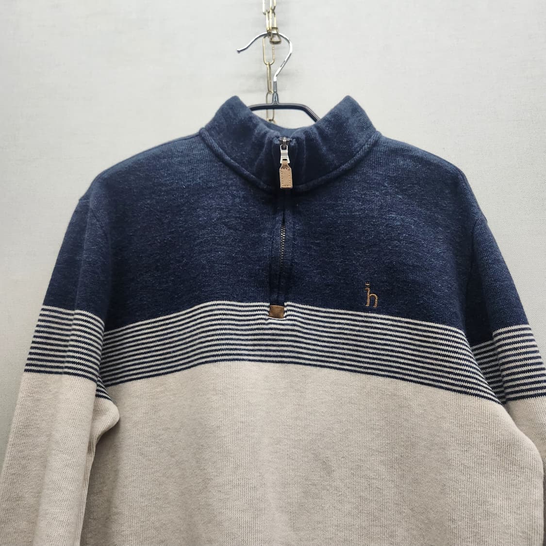 헤지스 로고 컬러블록 반집업 코튼 니트 100(L) 남여공용 상품이미지2