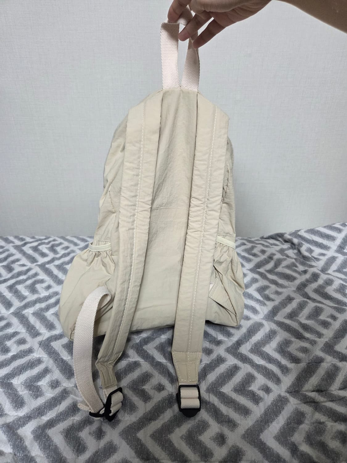 위베이지크 다담아 스트링 셔링 워싱 아이보리 백팩 가방 상품이미지3
