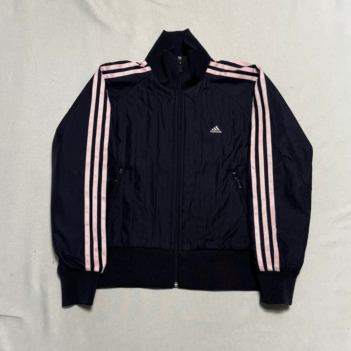 85 아디다스 핑크 삼선 네이비 패딩 트랙탑 상품이미지2