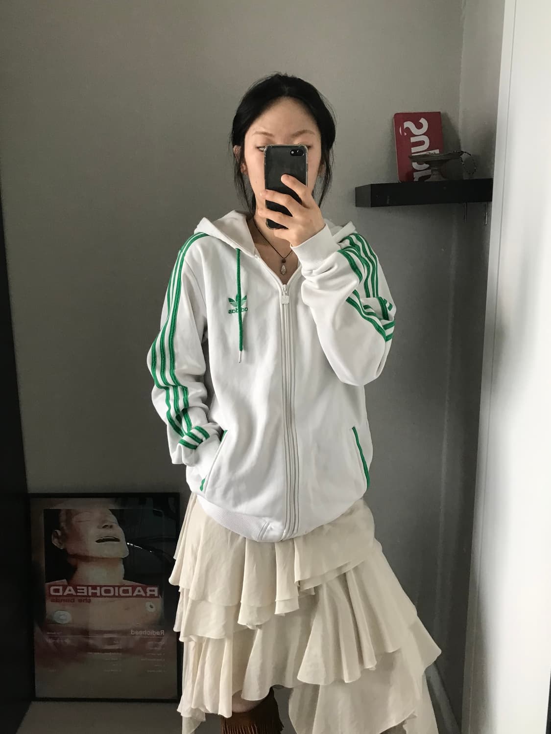 아디다스 00년대 올드스쿨 파이어버드 화이트 후드집업 상품이미지3