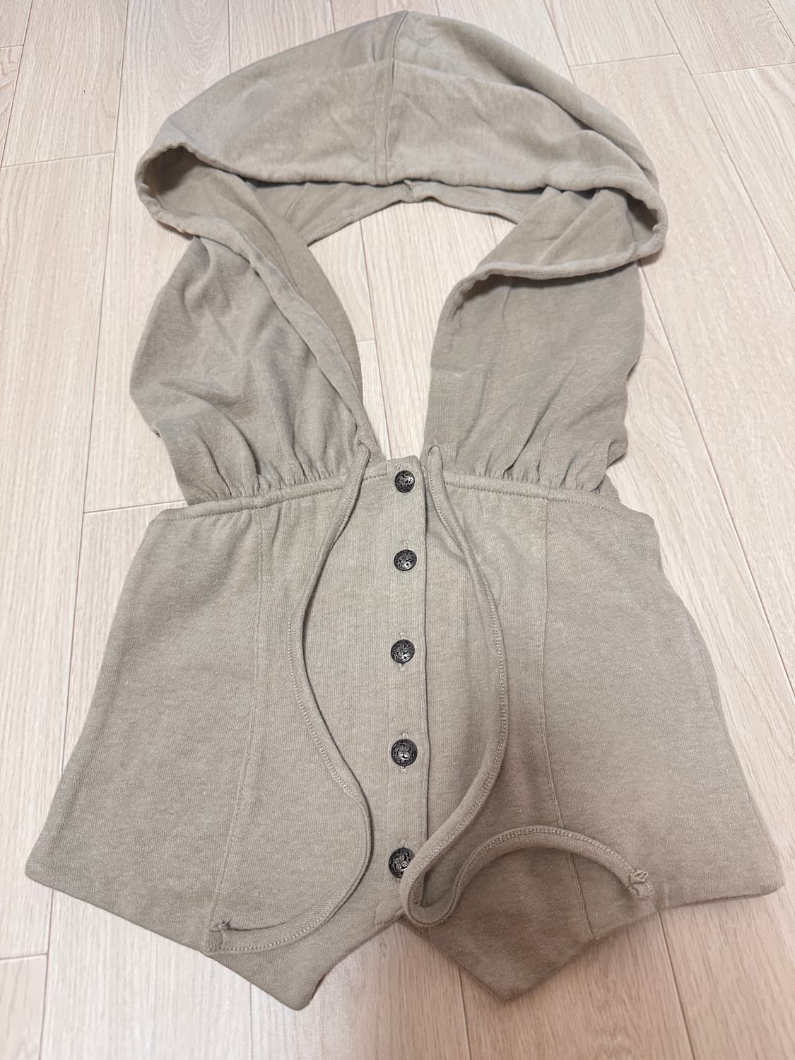 스컬프터 Classic Sleeveless Hoodie Beige (S) 상품이미지2