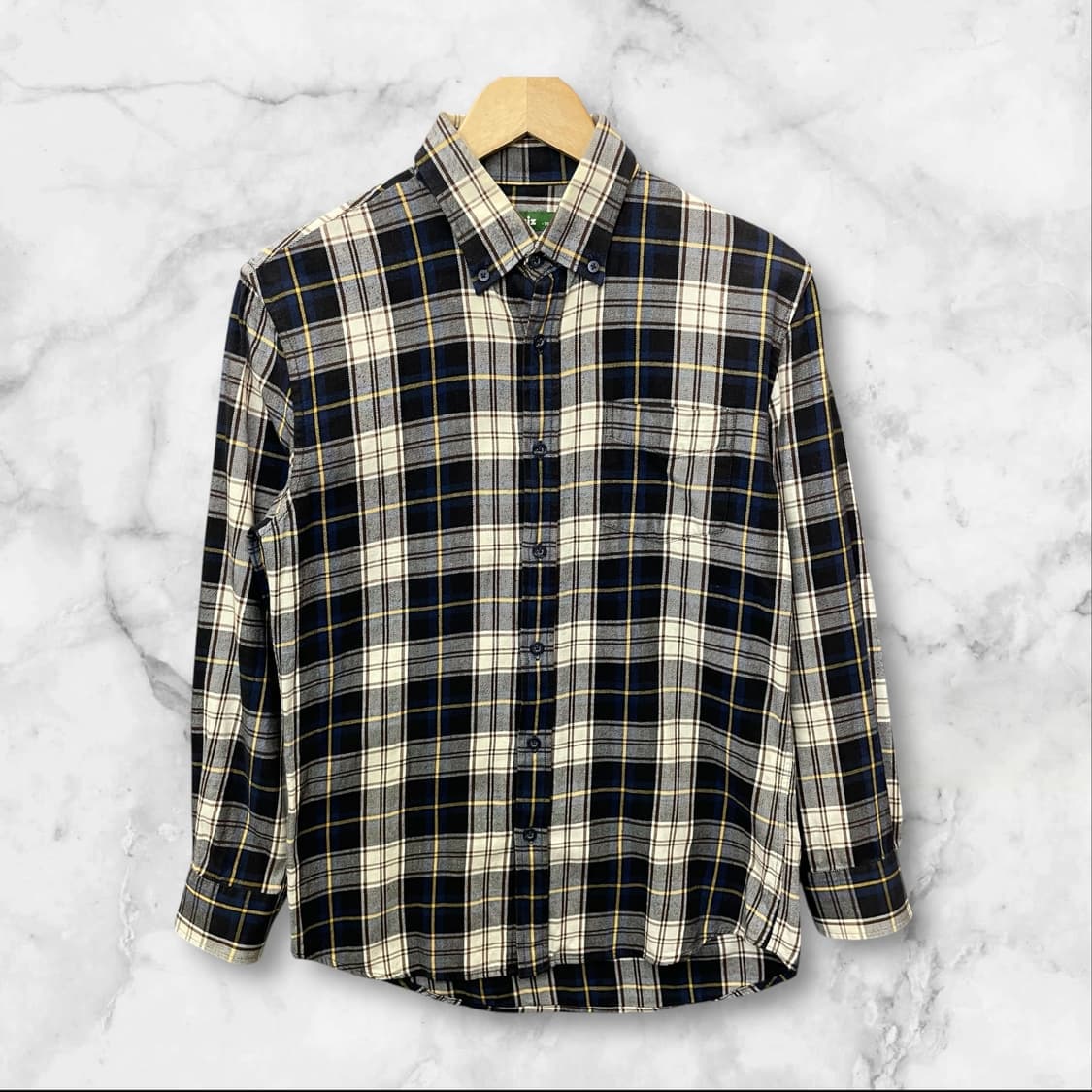 Daiz 네이비체크 원포켓 긴팔 셔츠 95 상품이미지1