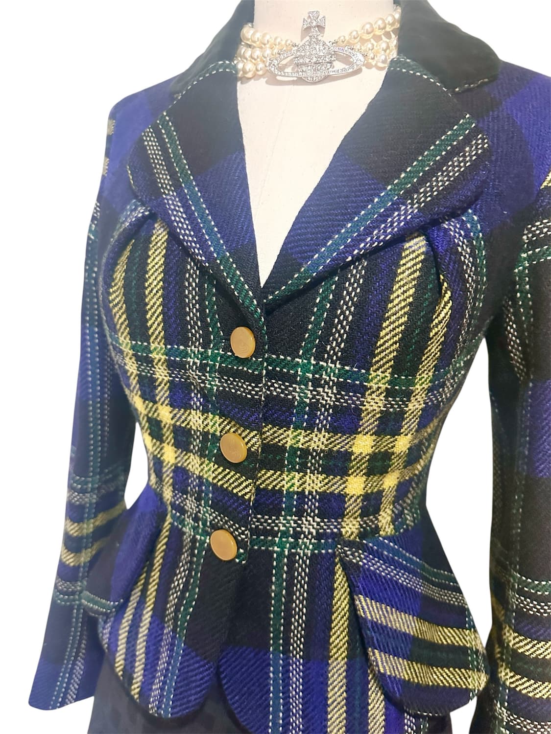 비비안웨스트우드 90년대 레드라벨 트위드 orb 체크 자켓 상품이미지3