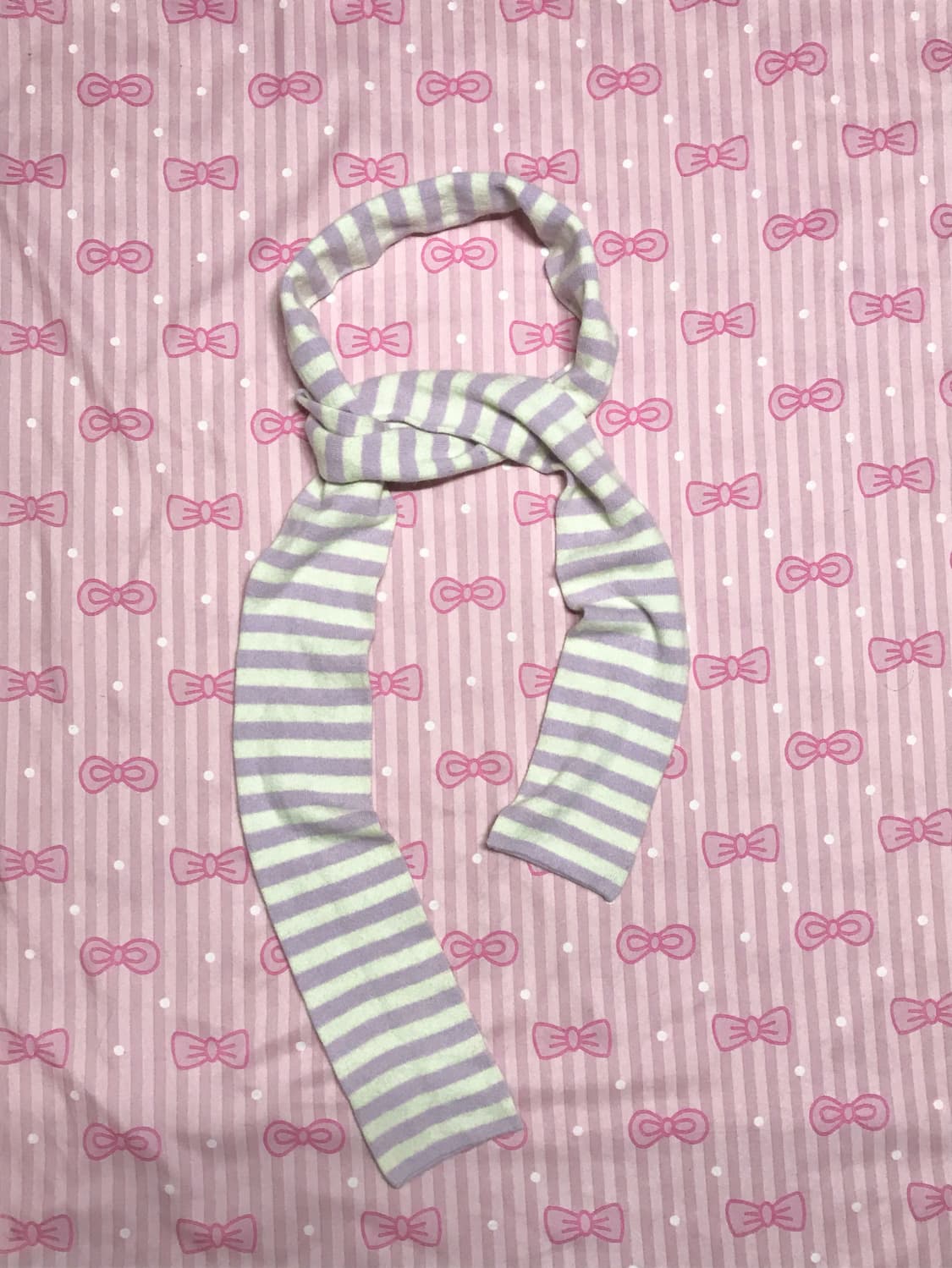 연보라 스트라이프 쁘띠 목도리 상품이미지1