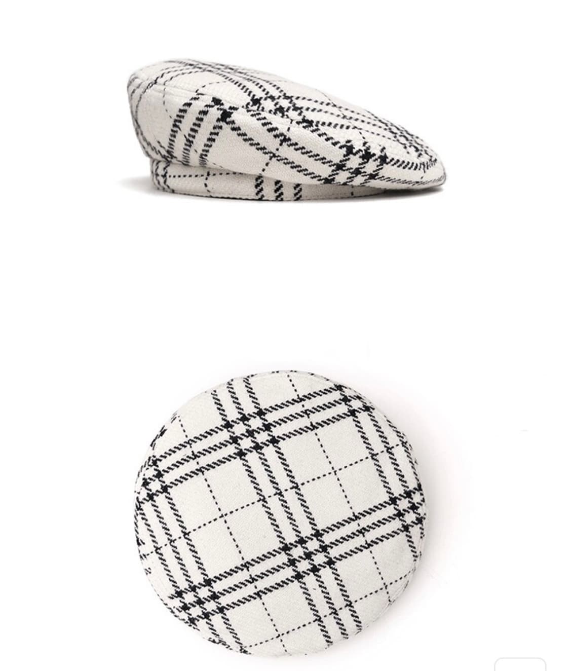 어썸니즈 클래식 베레모 체크 화이트  상품이미지2