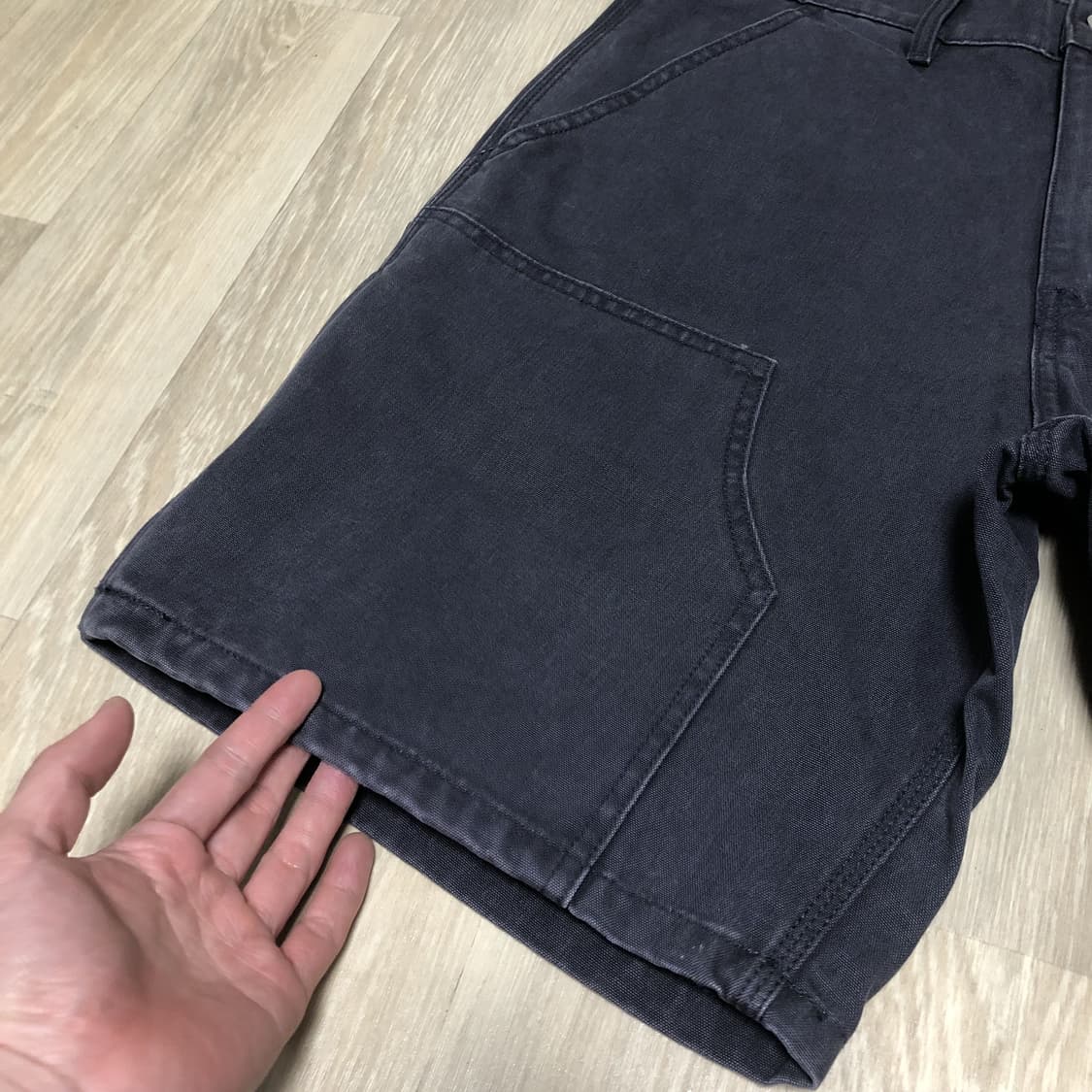 (34) 새상품 아웃스탠딩 캔버스 카펜터 더블니 쇼츠 반바지 차콜 상품이미지2