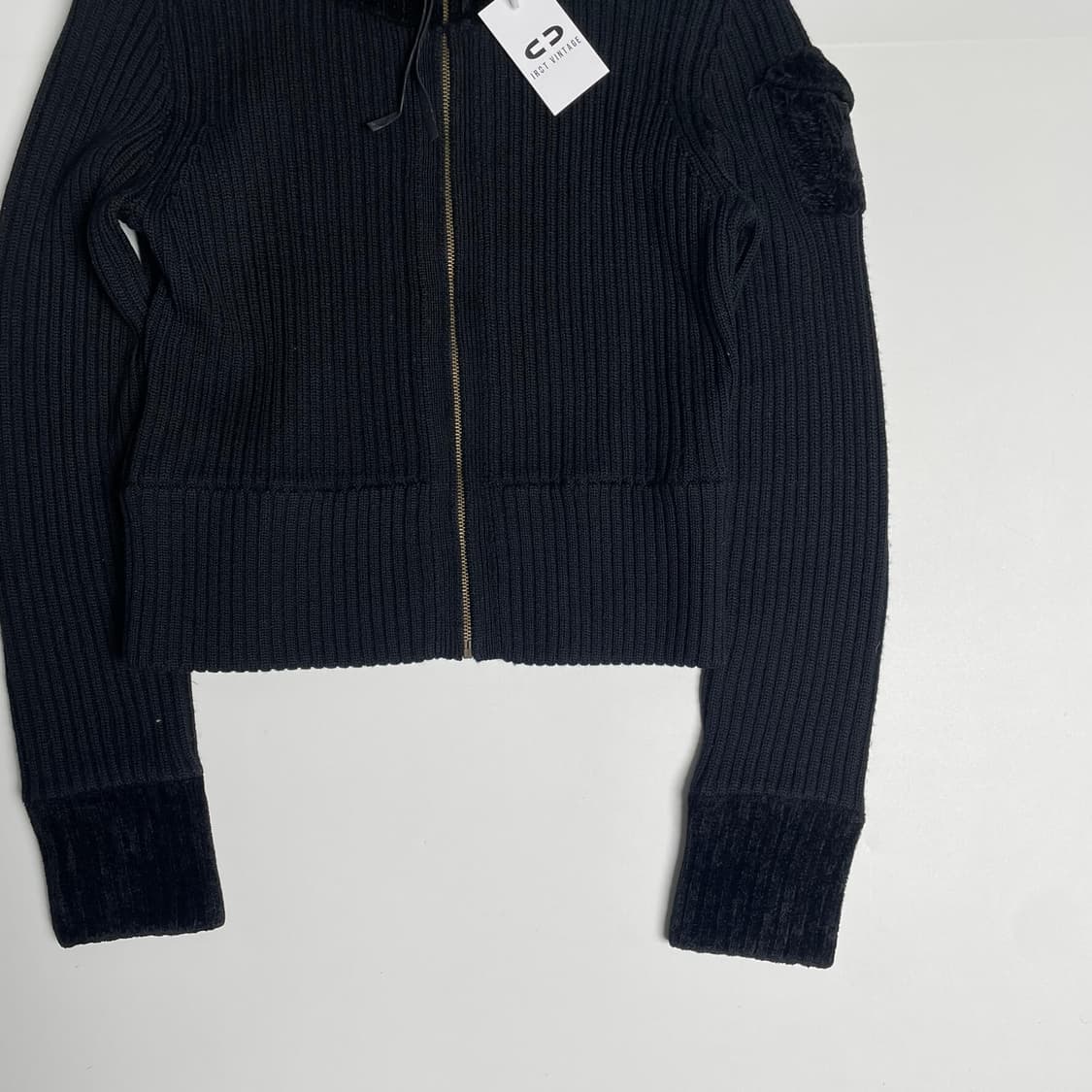 Les halles 벨벳 포인트 울 100 집업 니트 자켓 상품이미지4