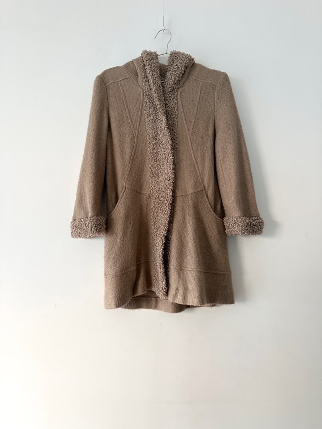 Curly pop hoody warm jacket / beige 상품이미지4