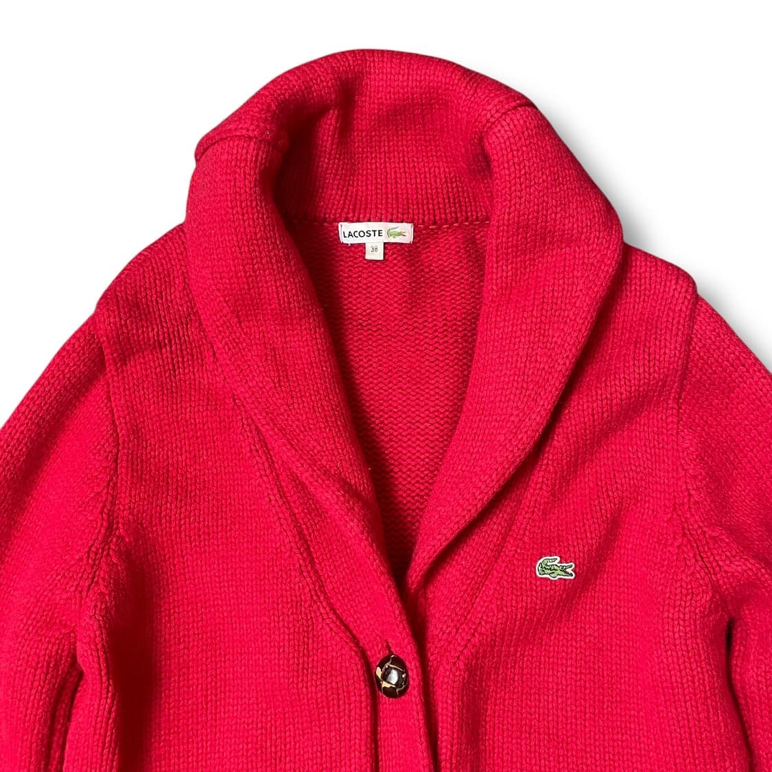 라코스테 레드 숄카라 울 니트 가디건 38 상품이미지3