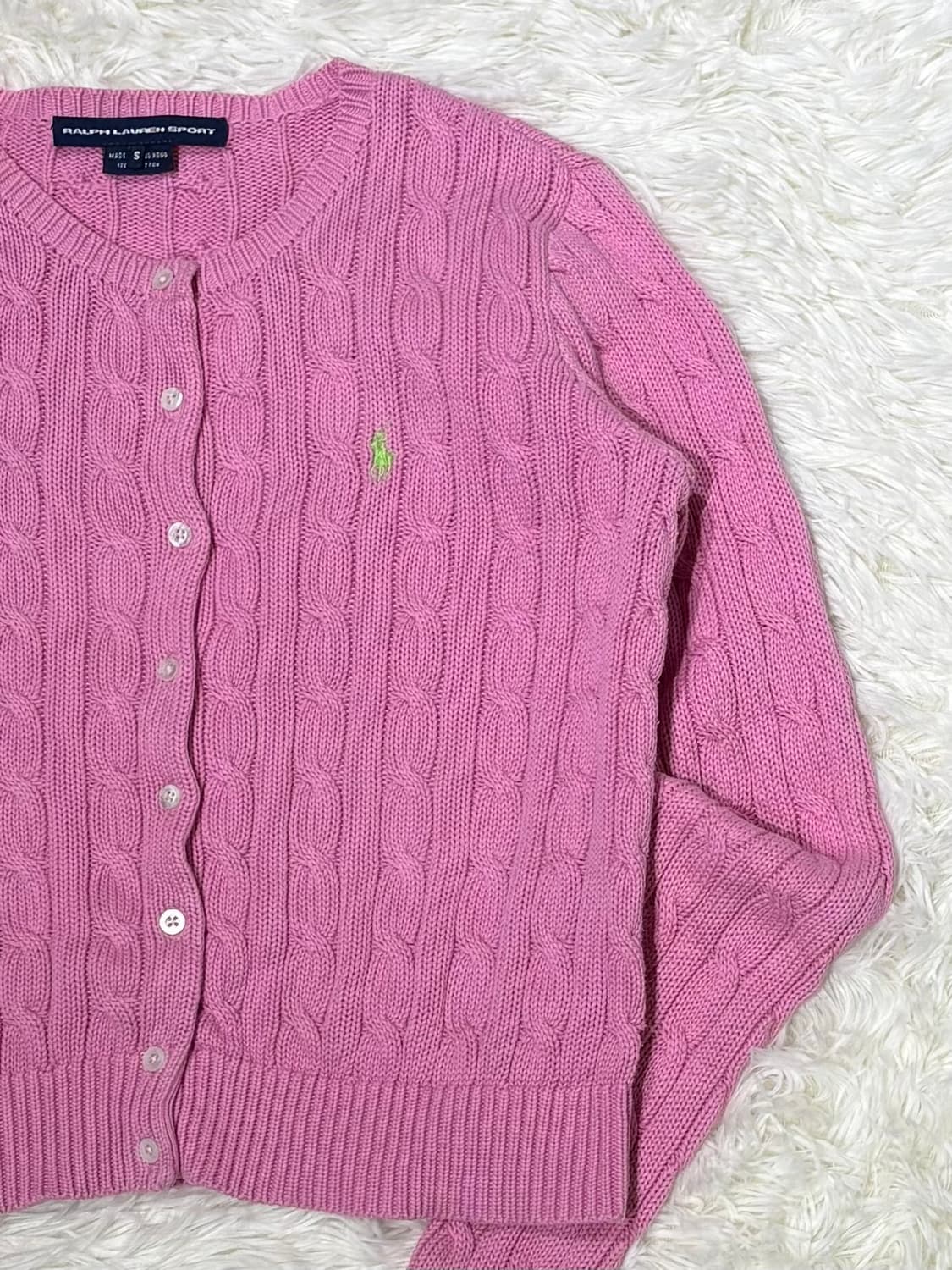 폴로랄프로렌 라임포니 핑크 케이블 가디건 상품이미지5