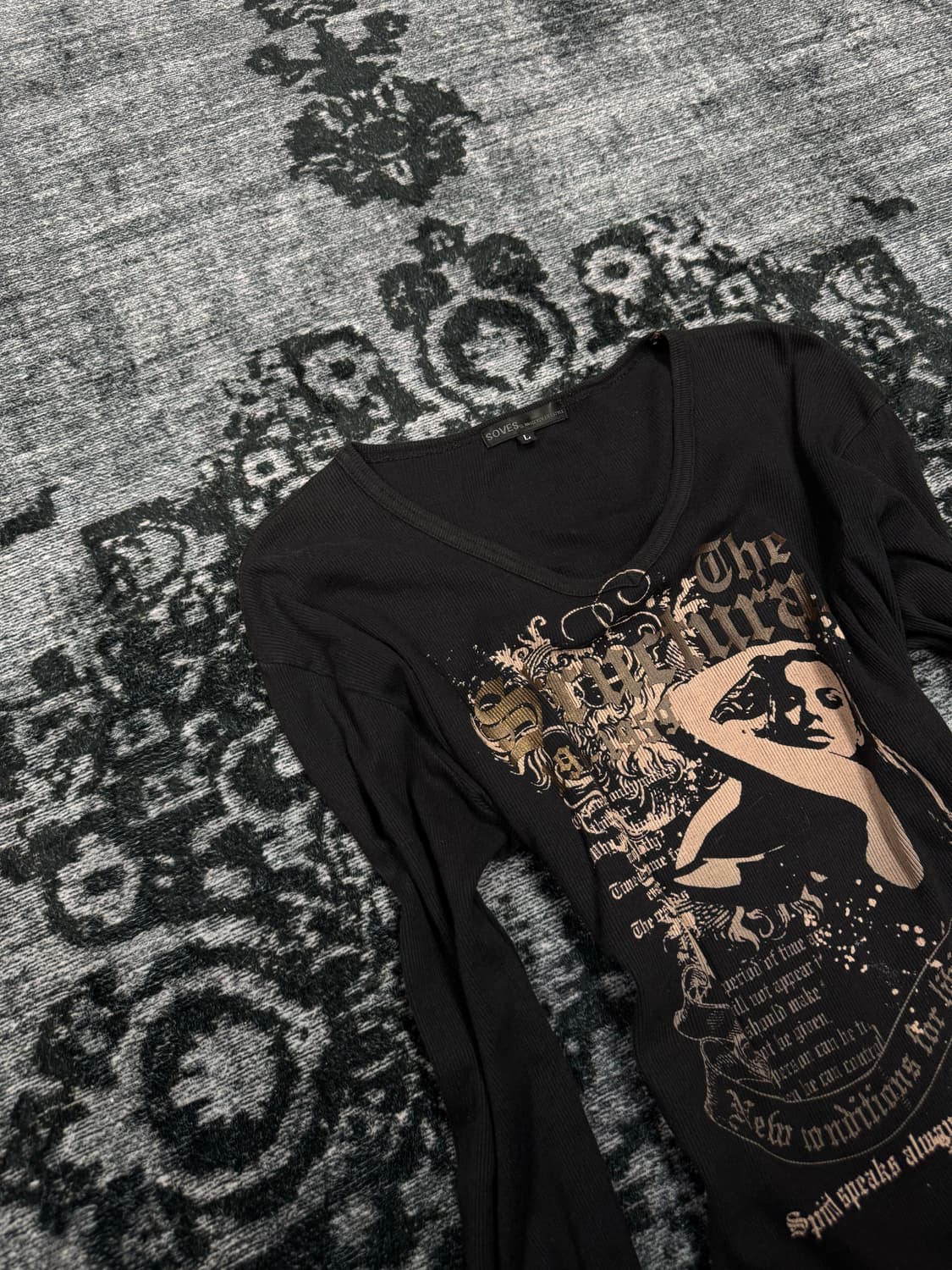 Soves lettering gal y2k ribbed cut sew 상품이미지2