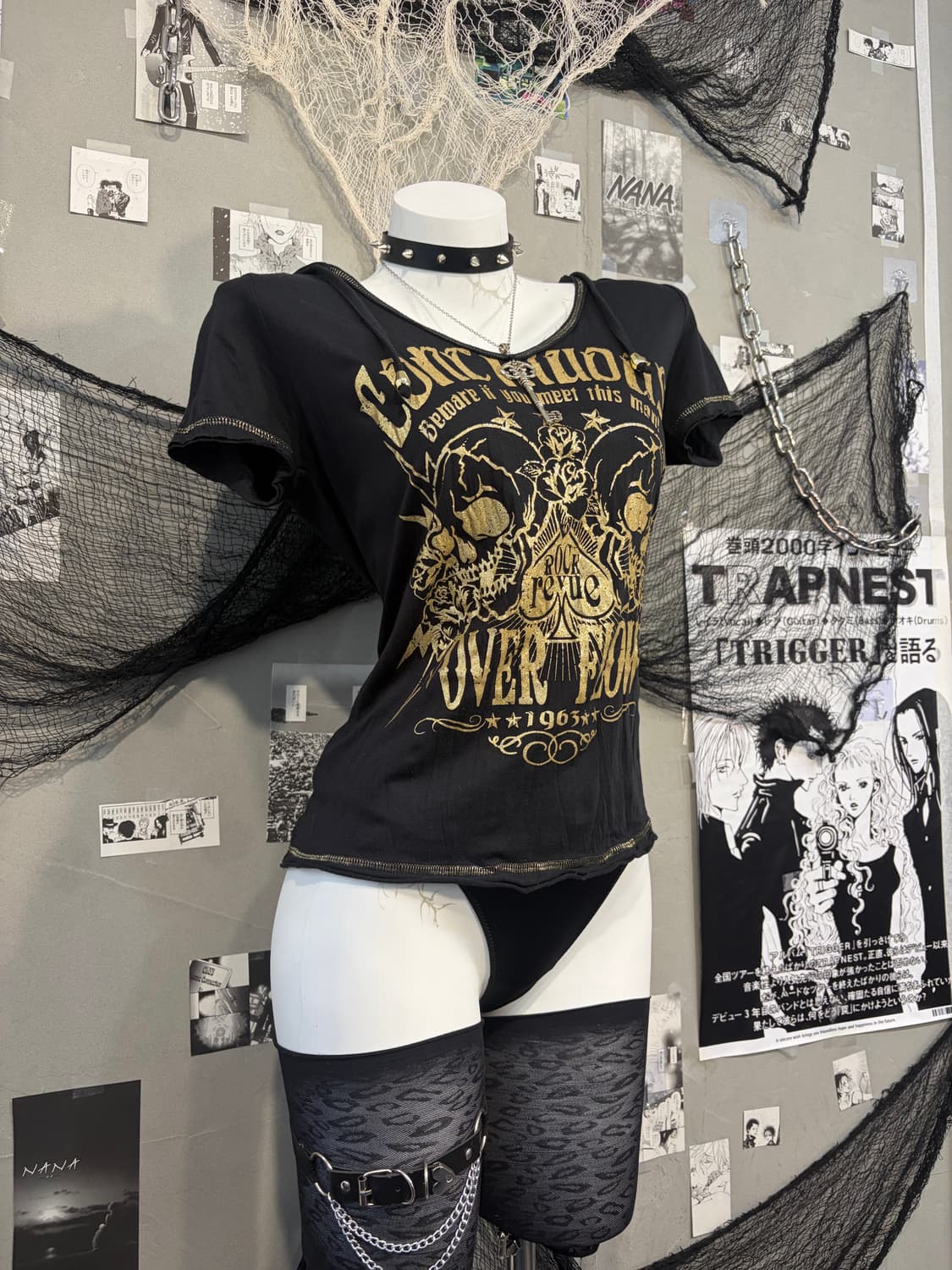 Gothic skull lace tie hood half sleeve 상품이미지7