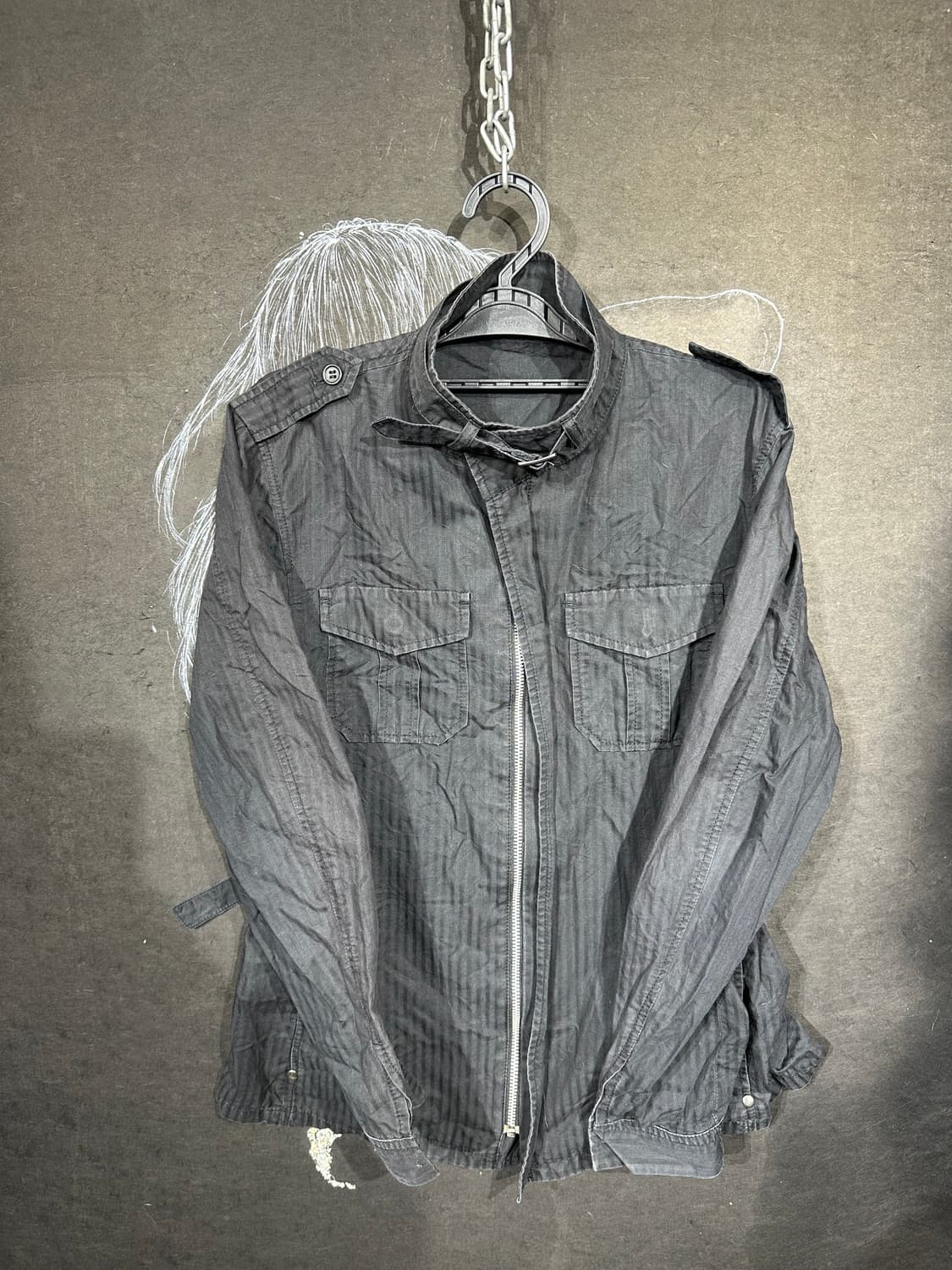 일본빈티지 블랙 고딕 하이넥 자켓 M 상품이미지5