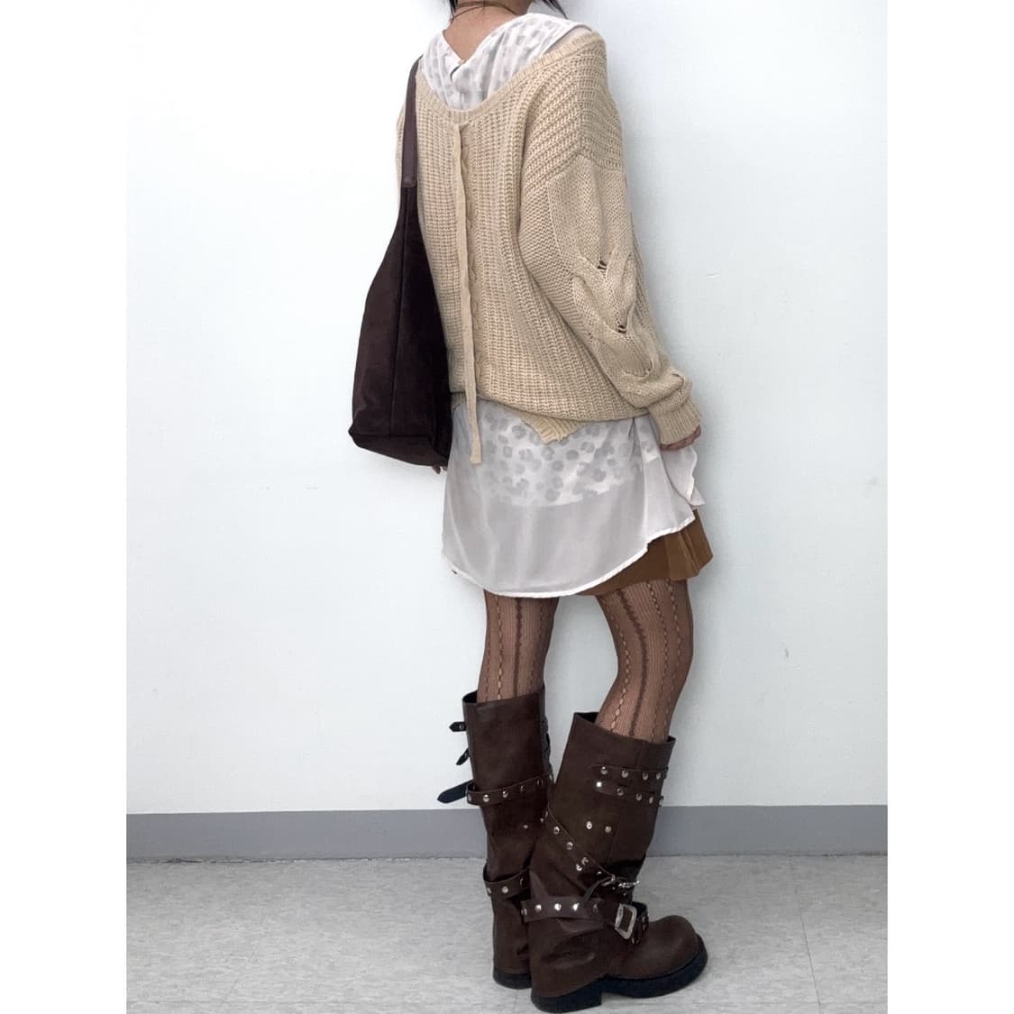 빈티지 울30% 러블리 베이지 니트 상품이미지3