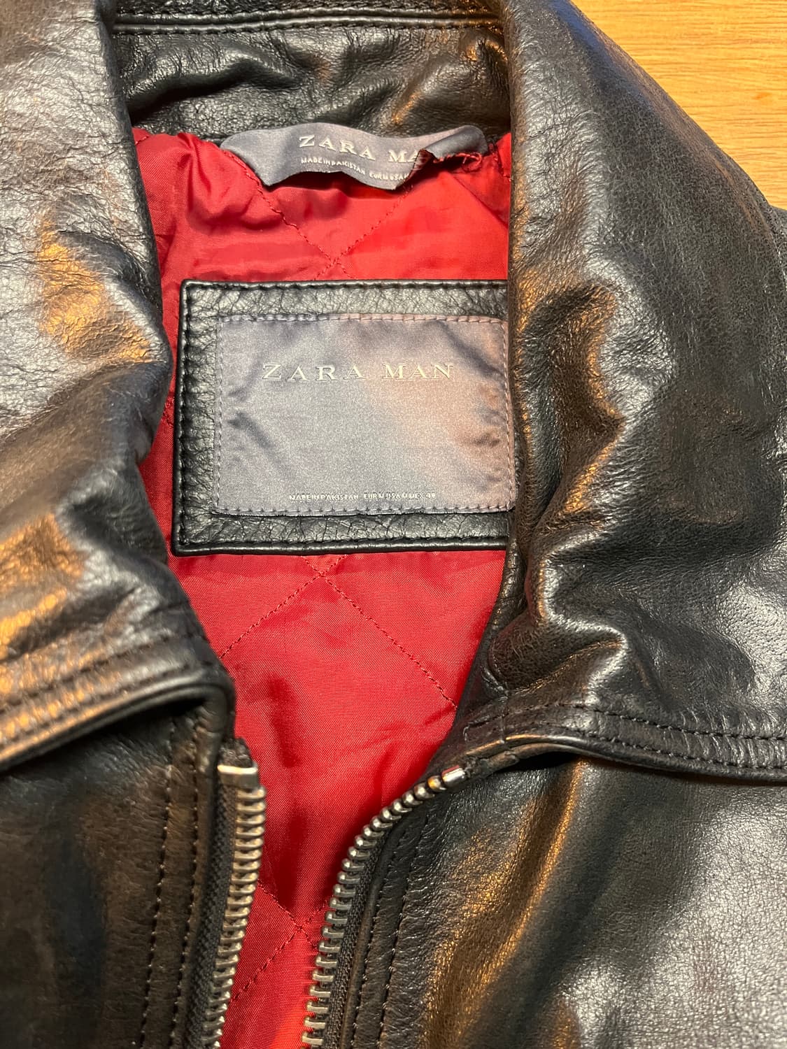 ZARA Man Cow Leather Jacket M  상품이미지3