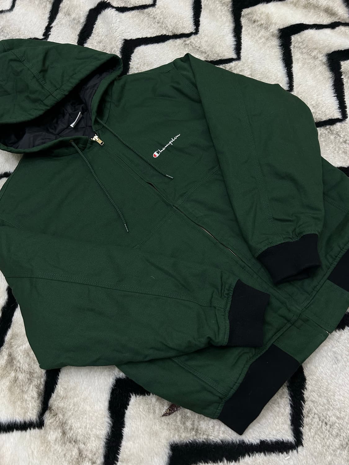 [S]챔피온 누빔 캔버스 워크 후드자켓/그린 상품이미지2