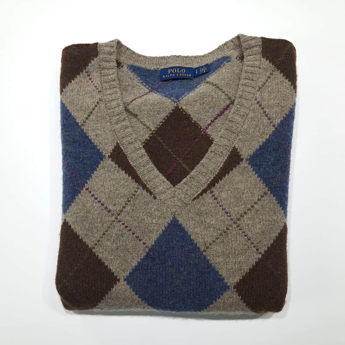 CL999 S 폴로 울알파카 아가일 V넥 니트 스웨터 상품이미지7