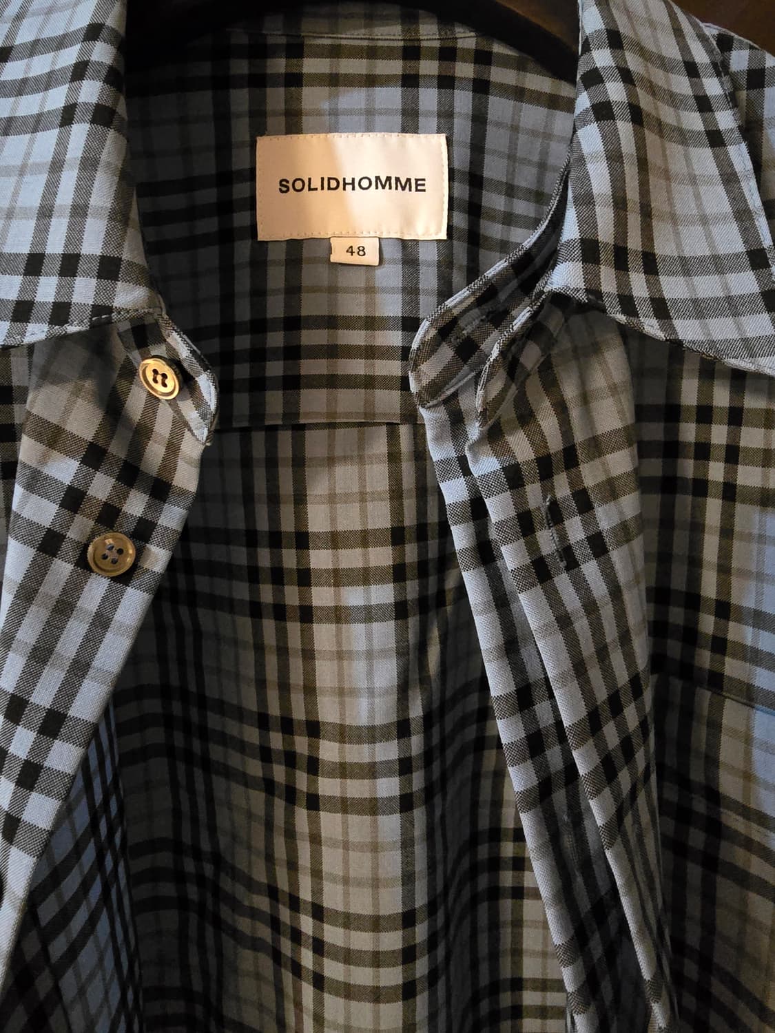 솔리드옴므 이중 레이어드 체크셔츠 48사이즈입니다. 상품이미지2