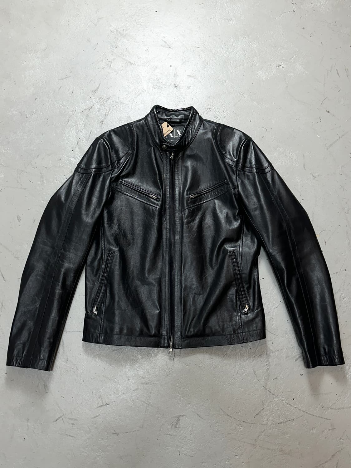  아르마니 익스체인지 레더 자켓 카페레이서 모터사이클 자켓 상품이미지1