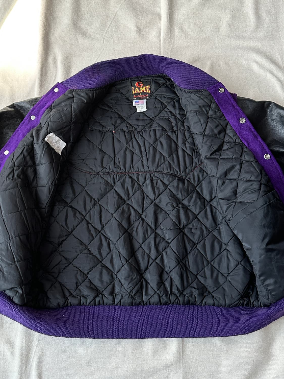 바시티 레더 자켓 made in USA 퍼플 100 상품이미지8