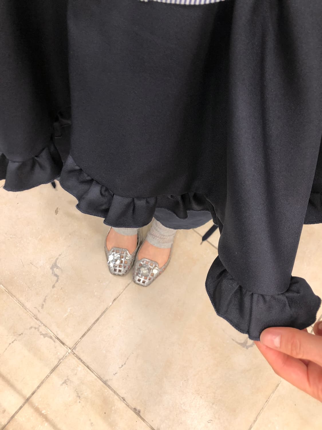 Deep navy frill skirt 상품이미지5