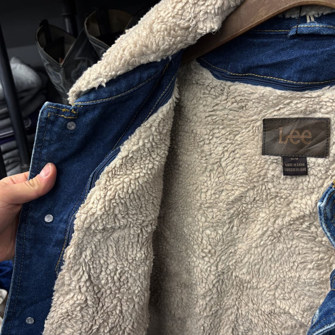 90s 리 쉐르파 보아라이닝 탈부착 크롭 데님 트러커자켓  N287 상품이미지7