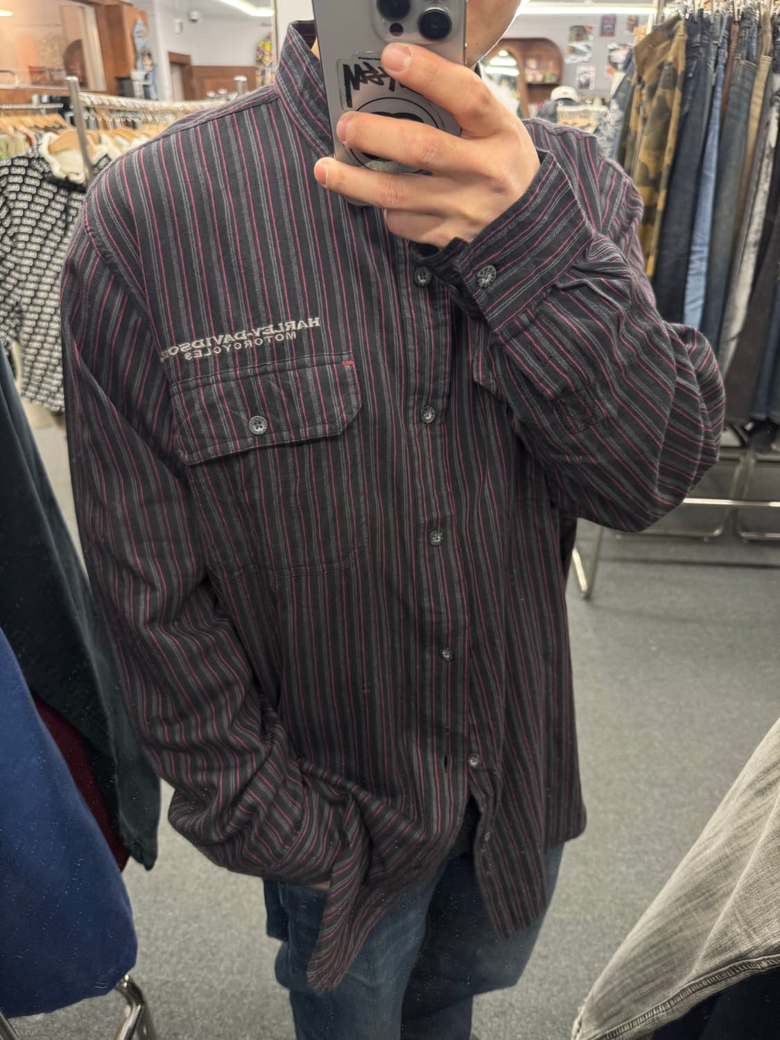 XL)할리데이비슨 vintage 멀티 스트라이프 긴팔셔츠 상품이미지1