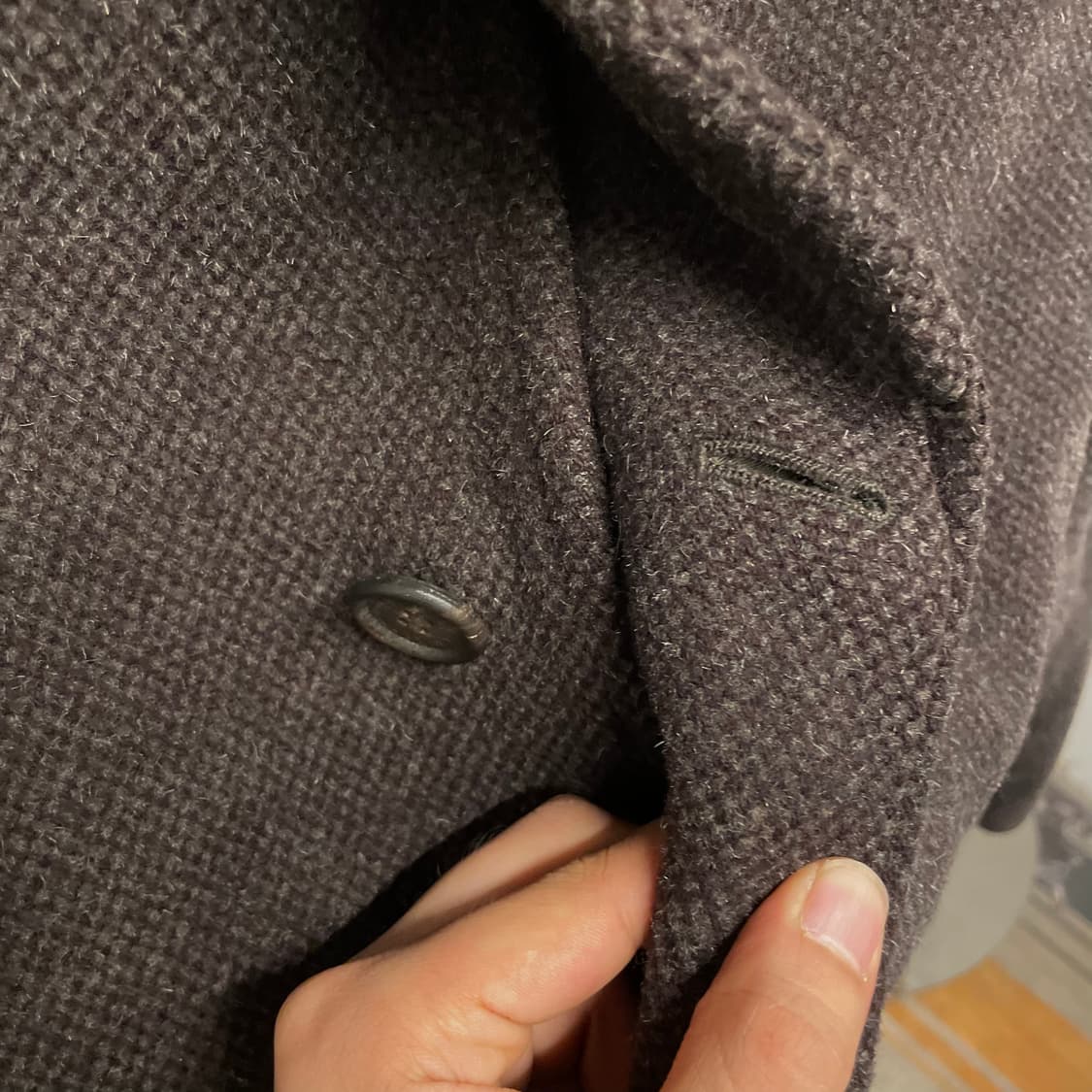 90s YSL 입생로랑 트윌 울 버튼 스트레이트 코트 상품이미지5